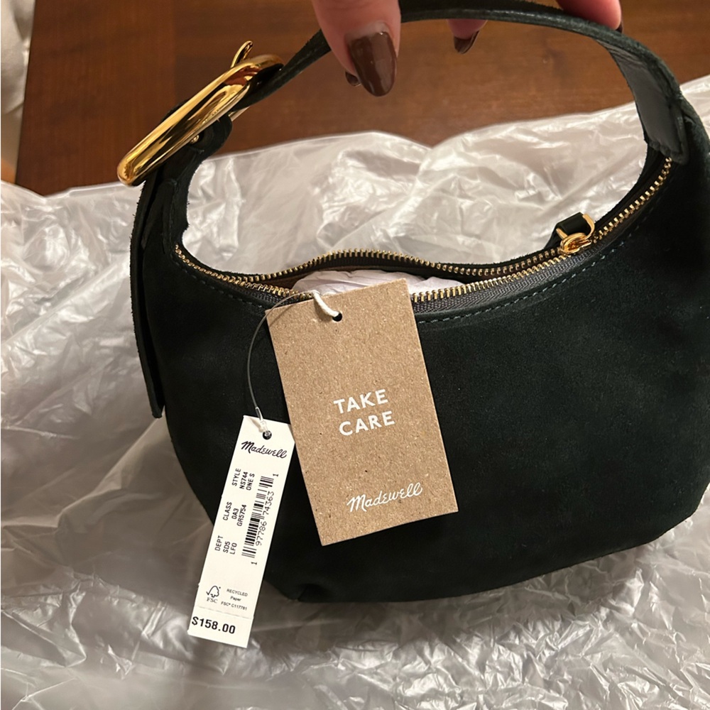 Madewell Suede Micro Buckle Hobo Bag -Luxury Forest color (NWT) - Picture 11 of 11